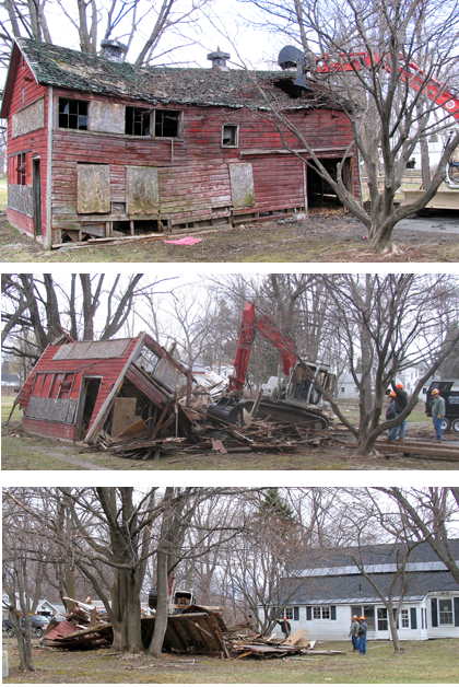 Flint House Barn is coming down.