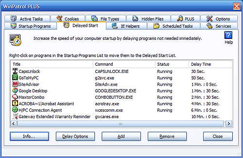Here's a screen shot of the newest feature of WinPatrol 2007