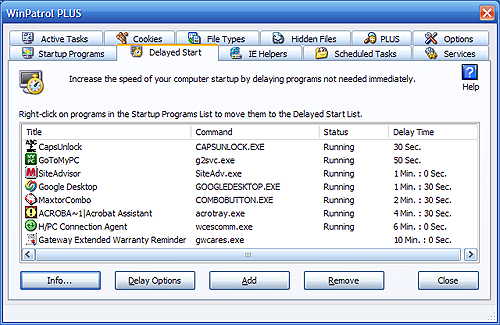 Here's a screen shot of the newest feature of WinPatrol 2007