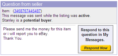 Phishing Email threatens your eBay reputation