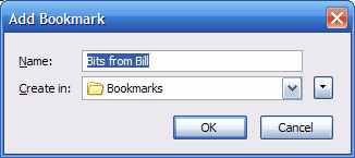 Firefox Add Bookmark screen uses standard Windows interface