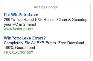 Google Ads found on pages that mention WinPatrol