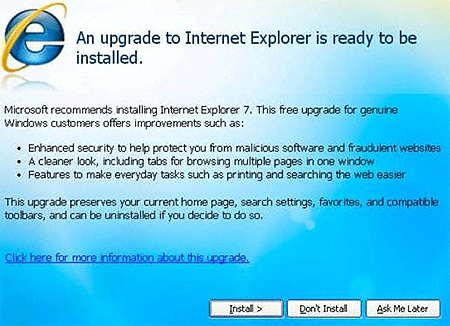Update Internet Explorer -  6