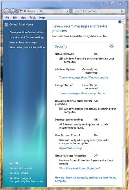 Windows 7 Action Center