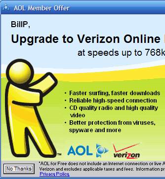 You'd think AOL knew I was already using Broadband.