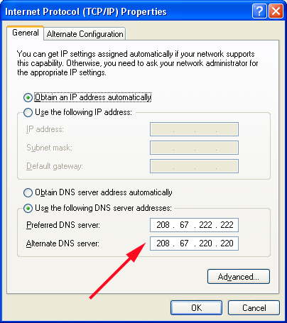 Click to use an new DNS 