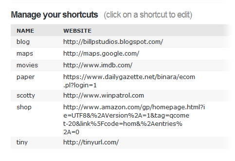 A list of my current OpenDNS shortcuts
