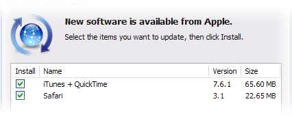 The option to install Safari is prechecked