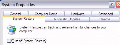 System Restore Dialog