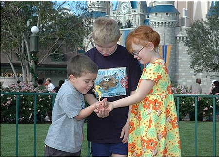 Tristan, Tyler and Kerrington with their friend Tinker Bell